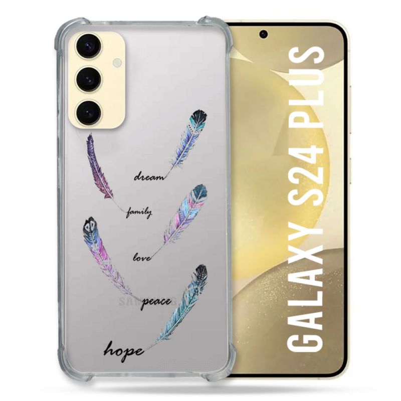 Coque Transparente Pour Samsung Galaxy S24 Plus Plume Couleur