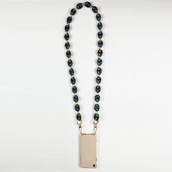 Coque Transparente Pour Samsung Galaxy S24 Plus Lanière / Cordon Anneaux Bleu et Or