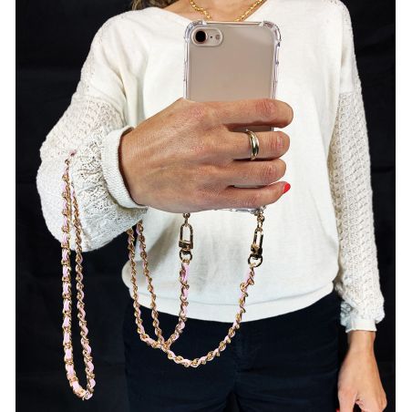Coque Transparente Pour Samsung Galaxy S24 Plus Lanière / Cordon Chaine suspendue Rose