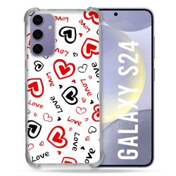 Coque Renforcée En Verre Trempé Compatible Magsafe Pour Samsung Galaxy S24 Amour Love