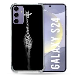 Coque Renforcée En Verre Trempé Compatible Magsafe Pour Samsung Galaxy S24 Animal Girafe Noire