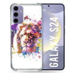 Coque Renforcée En Verre Trempé Compatible Magsafe Pour Samsung Galaxy S24 Animal Lion Tag