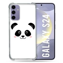 Coque Renforcée En Verre Trempé Compatible Magsafe Pour Samsung Galaxy S24 Animal Panda Blanc