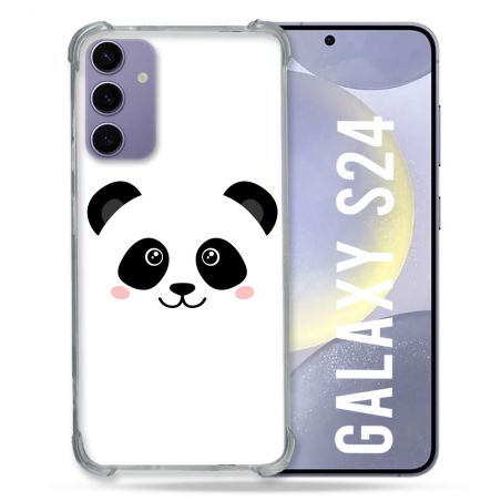 Coque Renforcée En Verre Trempé Compatible Magsafe Pour Samsung Galaxy S24 Animal Panda Blanc