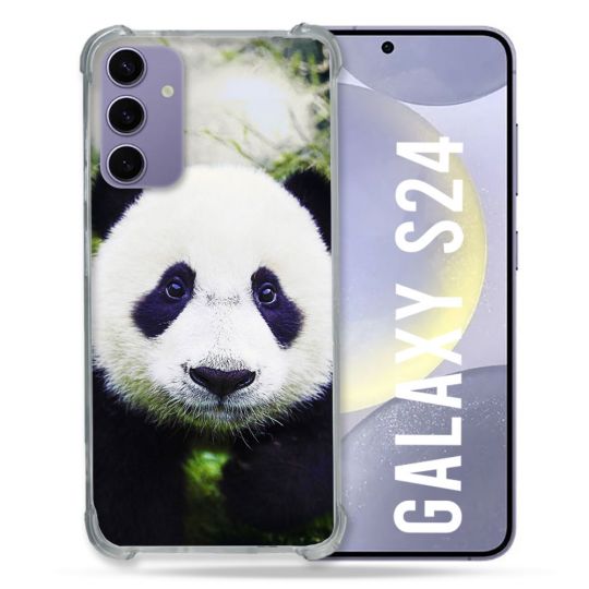 Coque Renforcée En Verre Trempé Compatible Magsafe Pour Samsung Galaxy S24 Animal Panda Color