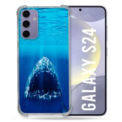 Coque Renforcée En Verre Trempé Compatible Magsafe Pour Samsung Galaxy S24 Animal Requin Dent