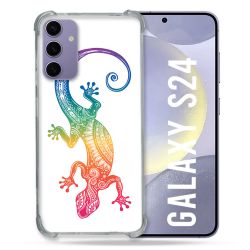 Coque Renforcée En Verre Trempé Compatible Magsafe Pour Samsung Galaxy S24 Animal Salamandre Color