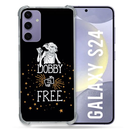 Coque Renforcée En Verre Trempé Compatible Magsafe Pour Samsung Galaxy S24 Harry Potter Dobby Free Noir