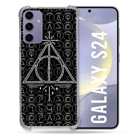Coque Renforcée En Verre Trempé Compatible Magsafe Pour Samsung Galaxy S24 Harry Potter Hollows Triangle Noir
