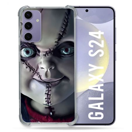 Coque Renforcée En Verre Trempé Compatible Magsafe Pour Samsung Galaxy S24 Horreur Chucky Cicatrice
