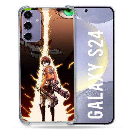 Coque Renforcée En Verre Trempé Compatible Magsafe Pour Samsung Galaxy S24 Manga Attaque Titans Eren Eclair