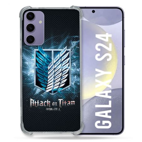 Coque Renforcée En Verre Trempé Compatible Magsafe Pour Samsung Galaxy S24 Manga Attaque Titans Noir