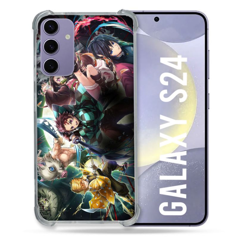 Coque Renforcée En Verre Trempé Compatible Magsafe Pour Samsung Galaxy S24 Manga Demon Slayer Groupe