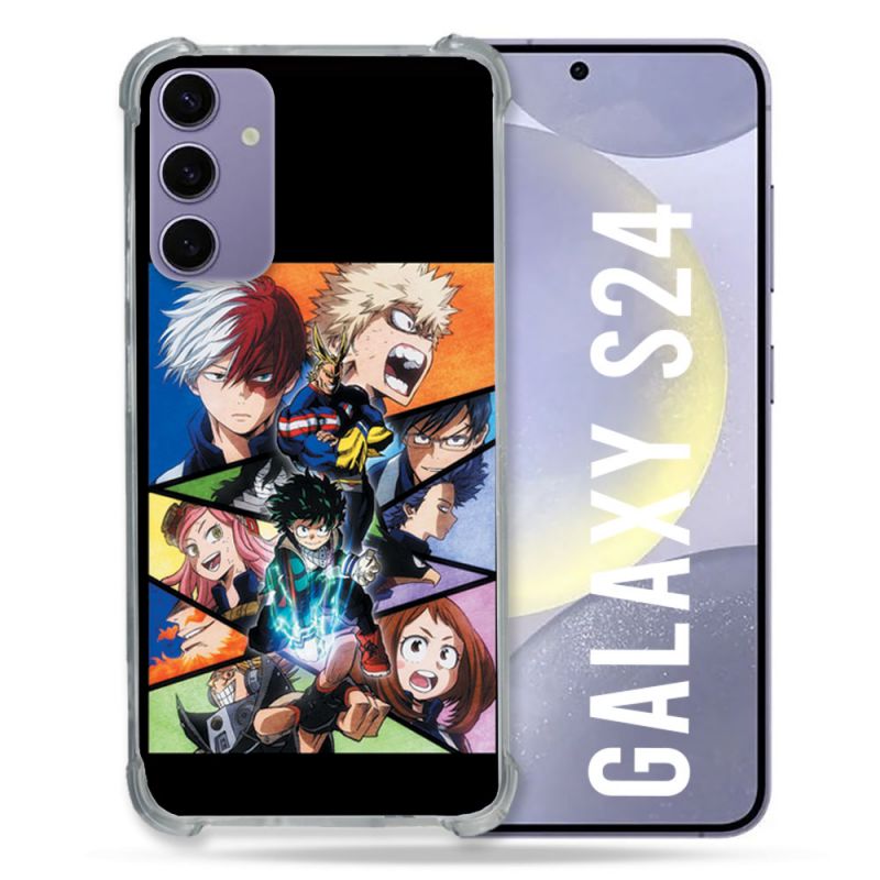 Coque Renforcée En Verre Trempé Compatible Magsafe Pour Samsung Galaxy S24 Manga My Hero Academia Noir