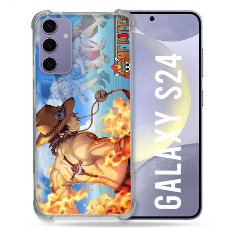 Coque Renforcée En Verre Trempé Compatible Magsafe Pour Samsung Galaxy S24 Manga One Piece Ace Color