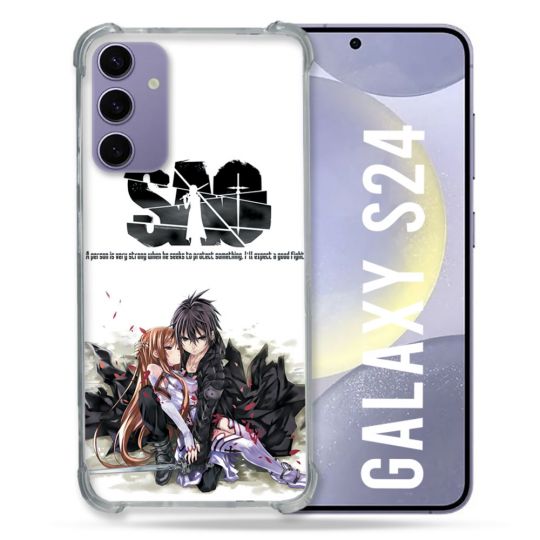 Coque Renforcée En Verre Trempé Compatible Magsafe Pour Samsung Galaxy S24 Manga SAO sword Art Online Blanc