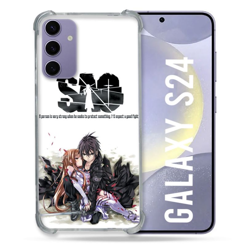 Coque Renforcée En Verre Trempé Compatible Magsafe Pour Samsung Galaxy S24 Manga SAO sword Art Online Blanc