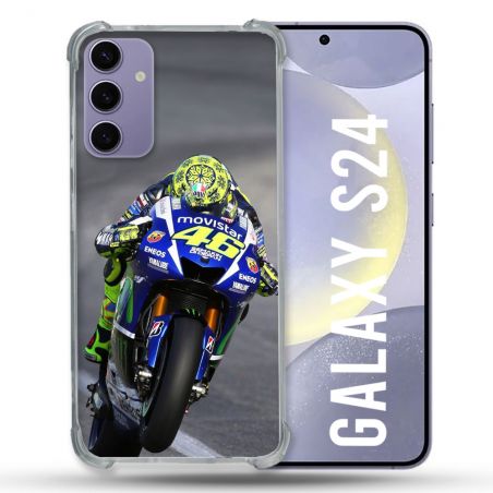 Coque Renforcée En Verre Trempé Compatible Magsafe Pour Samsung Galaxy S24 Moto Course GP Wheeling 46