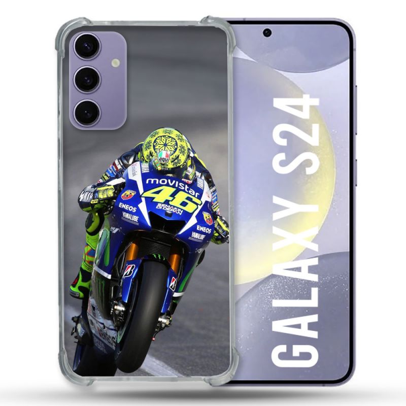 Coque Renforcée En Verre Trempé Compatible Magsafe Pour Samsung Galaxy S24 Moto Course GP Wheeling 46