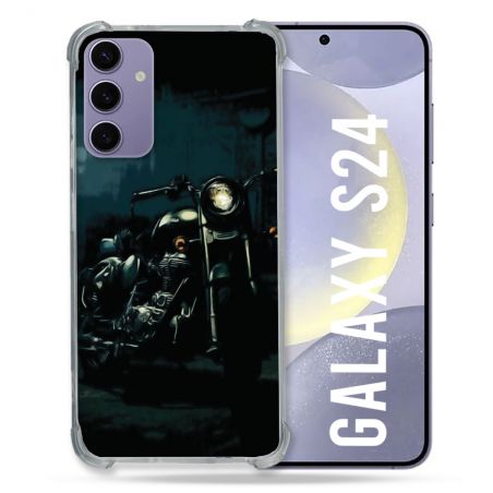 Coque Renforcée En Verre Trempé Compatible Magsafe Pour Samsung Galaxy S24 Moto Harley Vintage