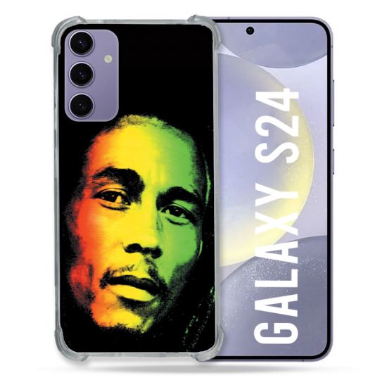 Coque Renforcée En Verre Trempé Compatible Magsafe Pour Samsung Galaxy S24 Musique Bob Marley 2