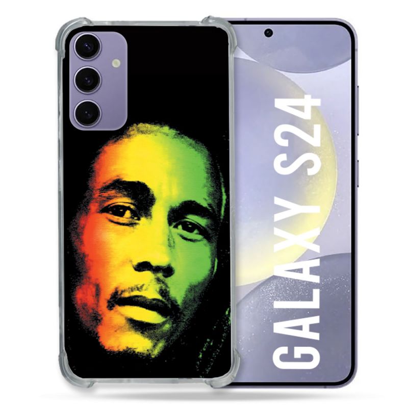 Coque Renforcée En Verre Trempé Compatible Magsafe Pour Samsung Galaxy S24 Musique Bob Marley 2