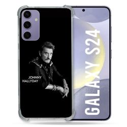 Coque Renforcée En Verre Trempé Compatible Magsafe Pour Samsung Galaxy S24 Musique Johnny Hallyday Noir