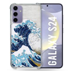 Coque Renforcée En Verre Trempé Compatible Magsafe Pour Samsung Galaxy S24 Peinture La Grande Vague