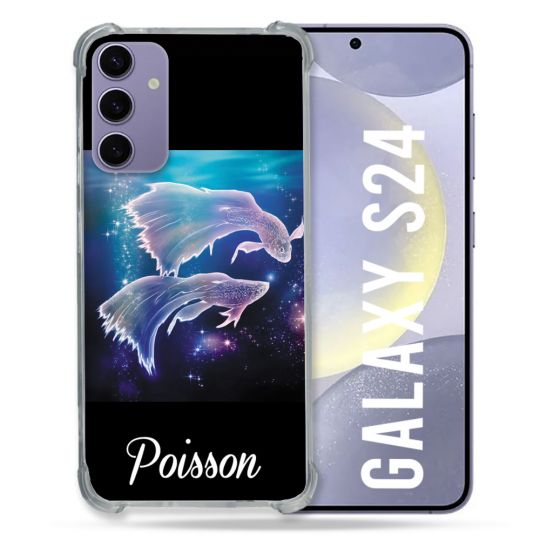 Coque Renforcée En Verre Trempé Compatible Magsafe Pour Samsung Galaxy S24 Signe Zodiaque 2 Poisson