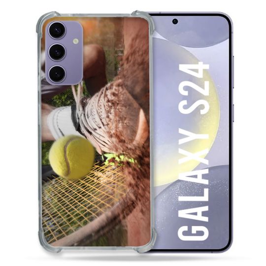 Coque Renforcée En Verre Trempé Compatible Magsafe Pour Samsung Galaxy S24 Sport Tennis Glissade