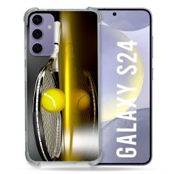 Coque Renforcée En Verre Trempé Compatible Magsafe Pour Samsung Galaxy S24 Sport Tennis Reflet