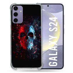 Coque Renforcée En Verre Trempé Compatible Magsafe Pour Samsung Galaxy S24 Tete de Mort Deflagration