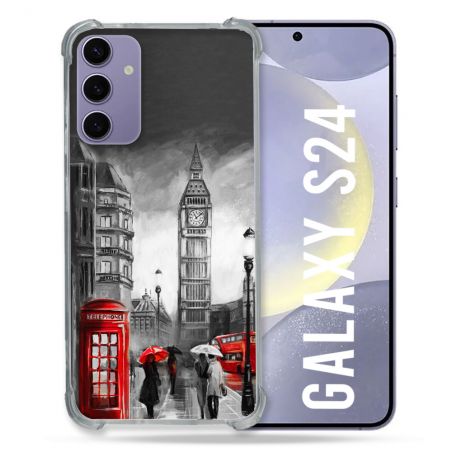 Coque Renforcée En Verre Trempé Compatible Magsafe Pour Samsung Galaxy S24 Voyage Angleterre Londres Vintage