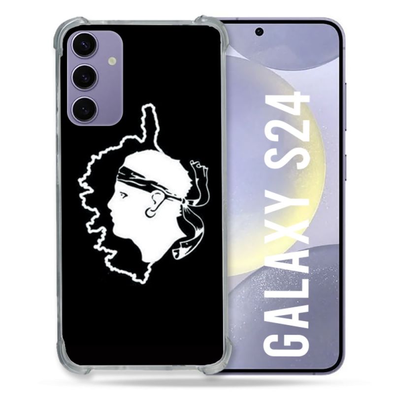 Coque Renforcée En Verre Trempé Compatible Magsafe Pour Samsung Galaxy S24 Voyage Corse Noir