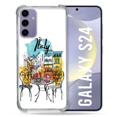 Coque Renforcée En Verre Trempé Compatible Magsafe Pour Samsung Galaxy S24 Voyage Italie Vintage