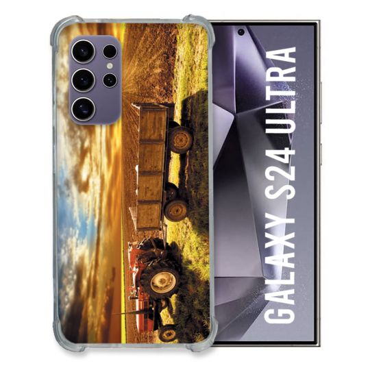Coque Renforcée En Verre Trempé Compatible Magsafe Pour Samsung Galaxy S24 Ultra Agriculture Tracteur Color