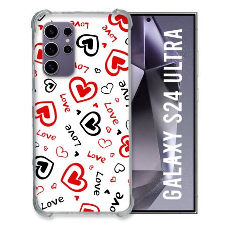 Coque Renforcée En Verre Trempé Compatible Magsafe Pour Samsung Galaxy S24 Ultra Amour Love