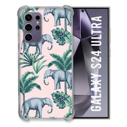 Coque Renforcée En Verre Trempé Compatible Magsafe Pour Samsung Galaxy S24 Ultra Animal Elephant Pattern