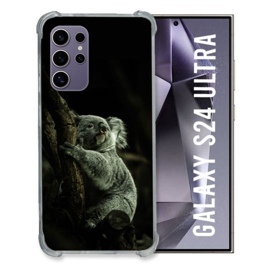 Coque Renforcée En Verre Trempé Compatible Magsafe Pour Samsung Galaxy S24 Ultra Animal Koala Noir