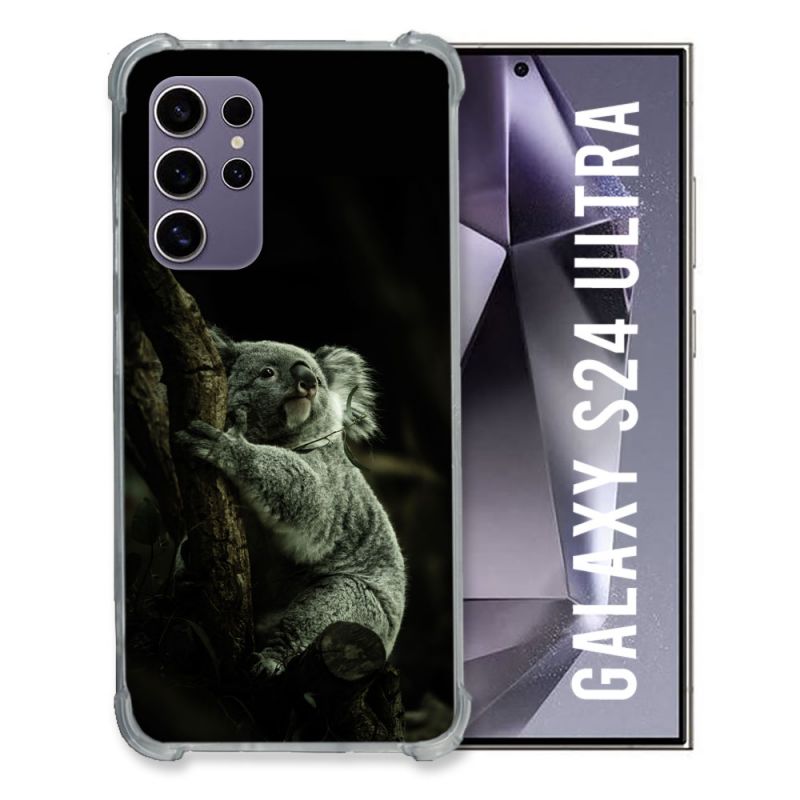 Coque Renforcée En Verre Trempé Compatible Magsafe Pour Samsung Galaxy S24 Ultra Animal Koala Noir