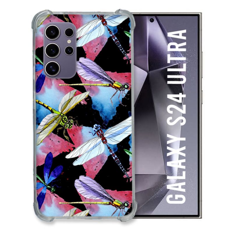 Coque Renforcée En Verre Trempé Compatible Magsafe Pour Samsung Galaxy S24 Ultra Animal Libellule