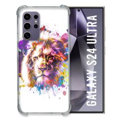 Coque Renforcée En Verre Trempé Compatible Magsafe Pour Samsung Galaxy S24 Ultra Animal Lion Tag