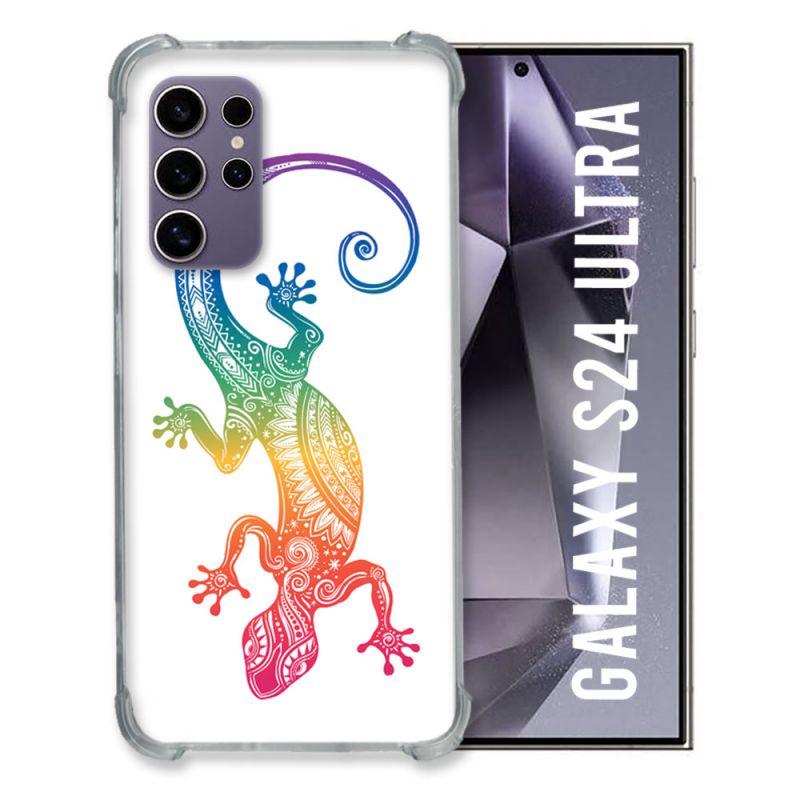 Coque Renforcée En Verre Trempé Compatible Magsafe Pour Samsung Galaxy S24 Ultra Animal Salamandre Color