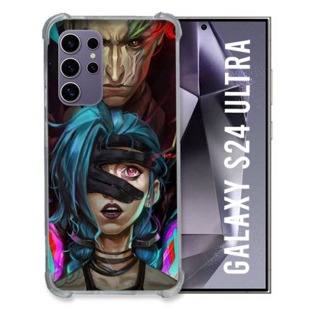 Coque Renforcée En Verre Trempé Compatible Magsafe Pour Samsung Galaxy S24 Ultra Arcane Jynx Bleu