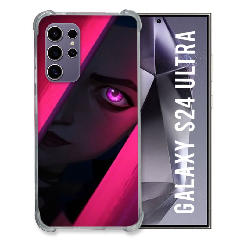 Coque Renforcée En Verre Trempé Compatible Magsafe Pour Samsung Galaxy S24 Ultra Arcane Jynx Rose