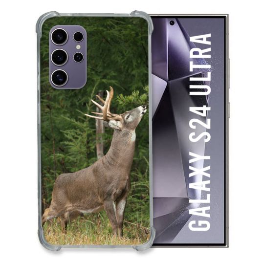 Coque Renforcée En Verre Trempé Compatible Magsafe Pour Samsung Galaxy S24 Ultra Chasse Cerf