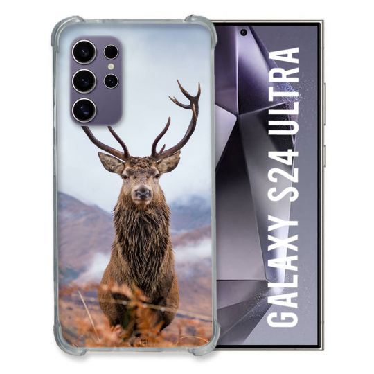 Coque Renforcée En Verre Trempé Compatible Magsafe Pour Samsung Galaxy S24 Ultra Chasse Chevreuil Montagne