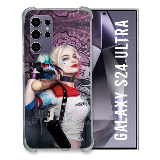 Coque Renforcée En Verre Trempé Compatible Magsafe Pour Samsung Galaxy S24 Ultra Harley Quinn Batte