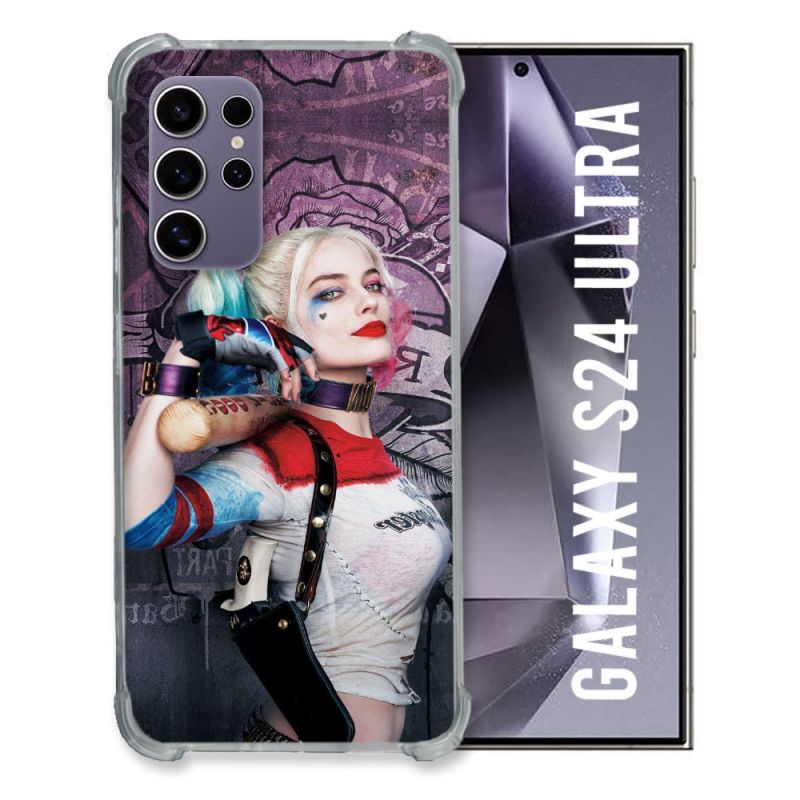Coque Renforcée En Verre Trempé Compatible Magsafe Pour Samsung Galaxy S24 Ultra Harley Quinn Batte