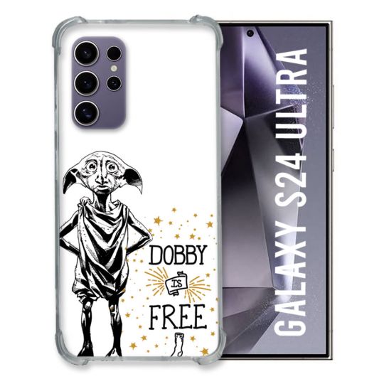 Coque Renforcée En Verre Trempé Compatible Magsafe Pour Samsung Galaxy S24 Ultra Harry Potter Dobby Free Blanc